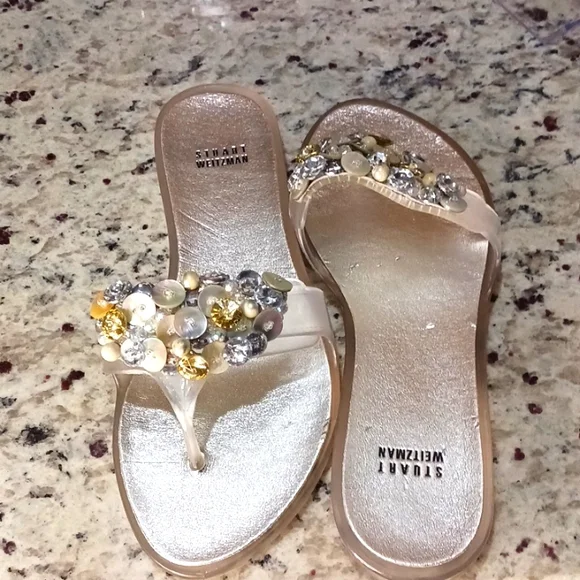 Stuart Weizman Rubber Beaded Accents Flip Flops. - Picture 9 of 9